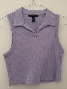 Forever 21 Lavender Ribbed Cropped Polo Tank